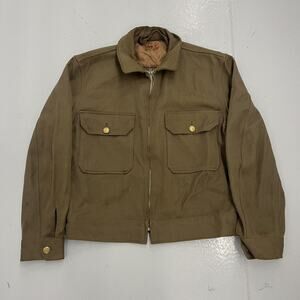 Vintage 40s Lion Green Wool Whipcord Boxy Bomber Jacket